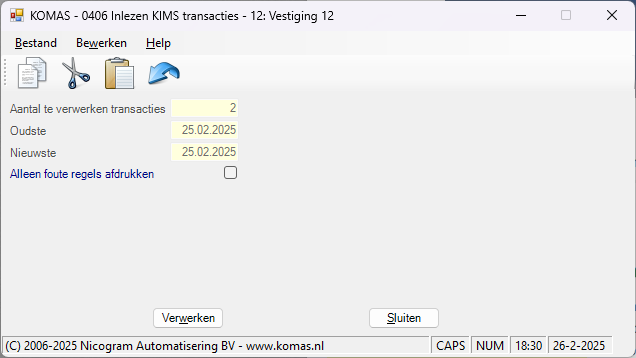 Importeren KIMS Transacties